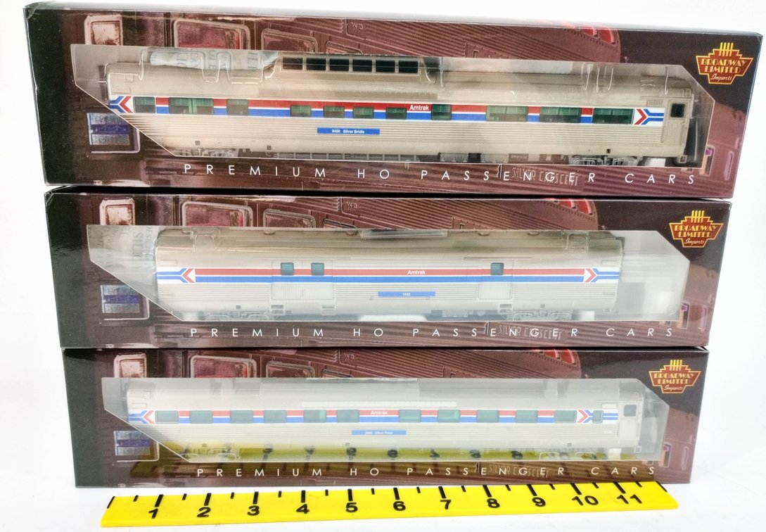 3 BROADWAY LIMITED HO AMTRAK EX-CALIFORNIA ZEPHYR PASSENGER CARS, 3 OBS  INV 263331848