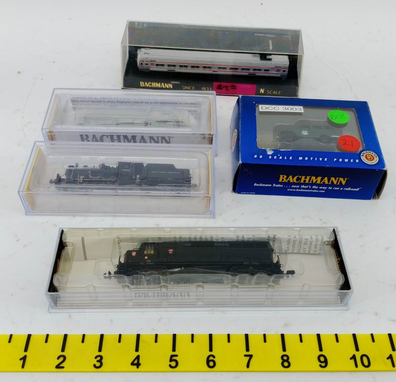 4 BACHMANN N SCALE LOCOS & METROLINER COACH PLUS HO MOW VEHICLE, 5 OBS  INV 263331900