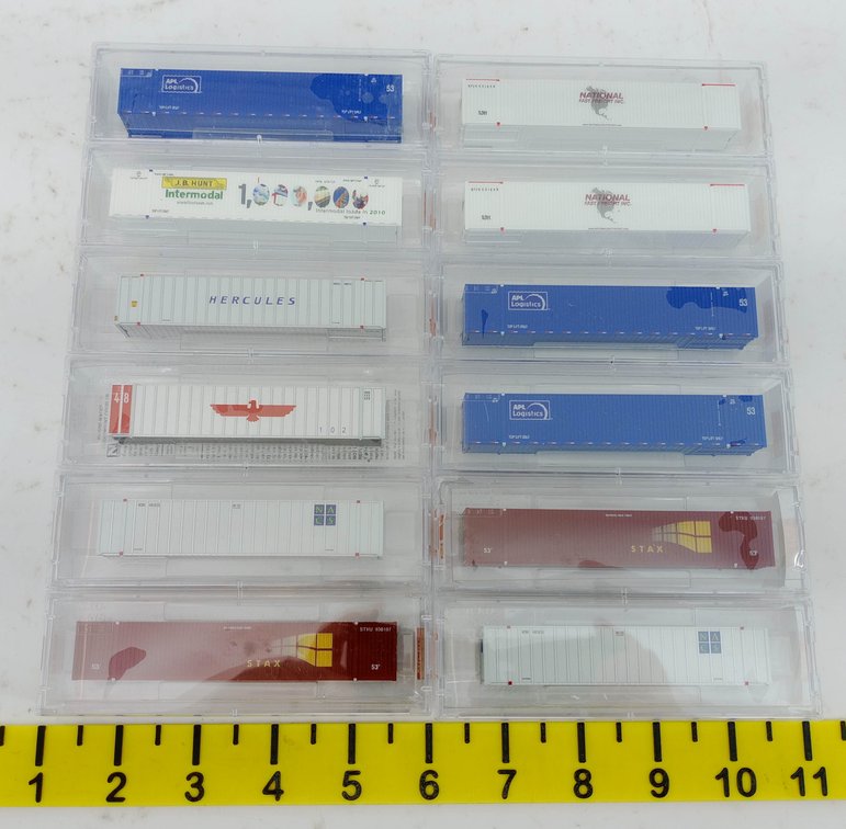 MICRO-TRAINS LINE N SCALE 48FT & 53FT INTERMODAL CONTAINERS, 12 OBS  INV 263331905