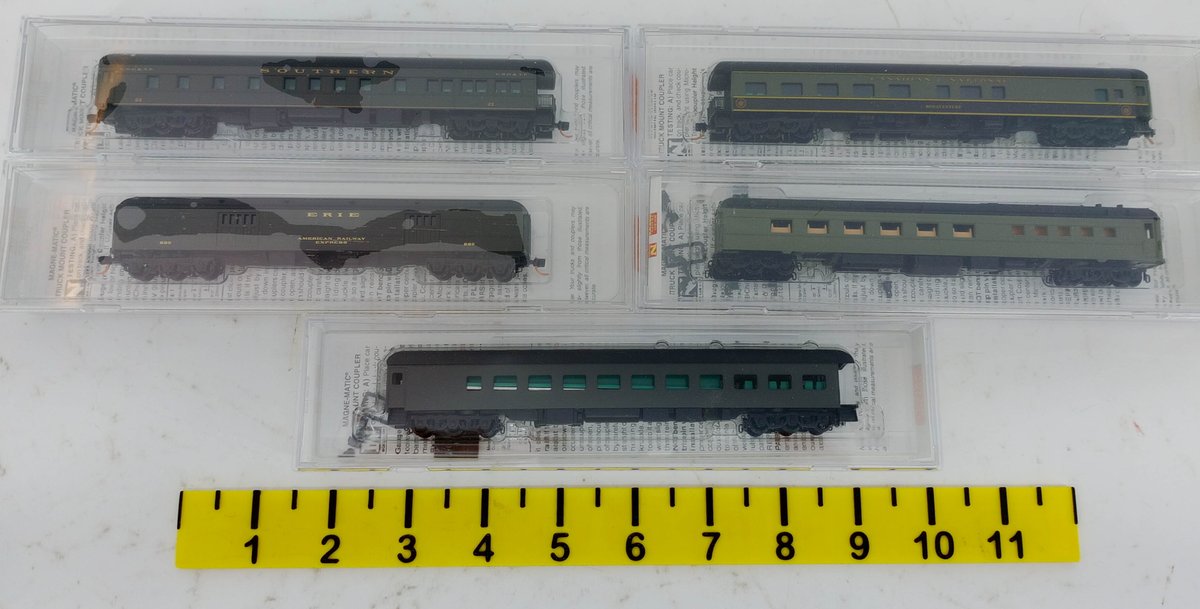 5 MICRO-TRAINS N SCALE HEAVYWEIGHT PASSENGER & BAGGAGE CARS SOUTHERN CN ERIE, 5 OBS  INV 263331924
