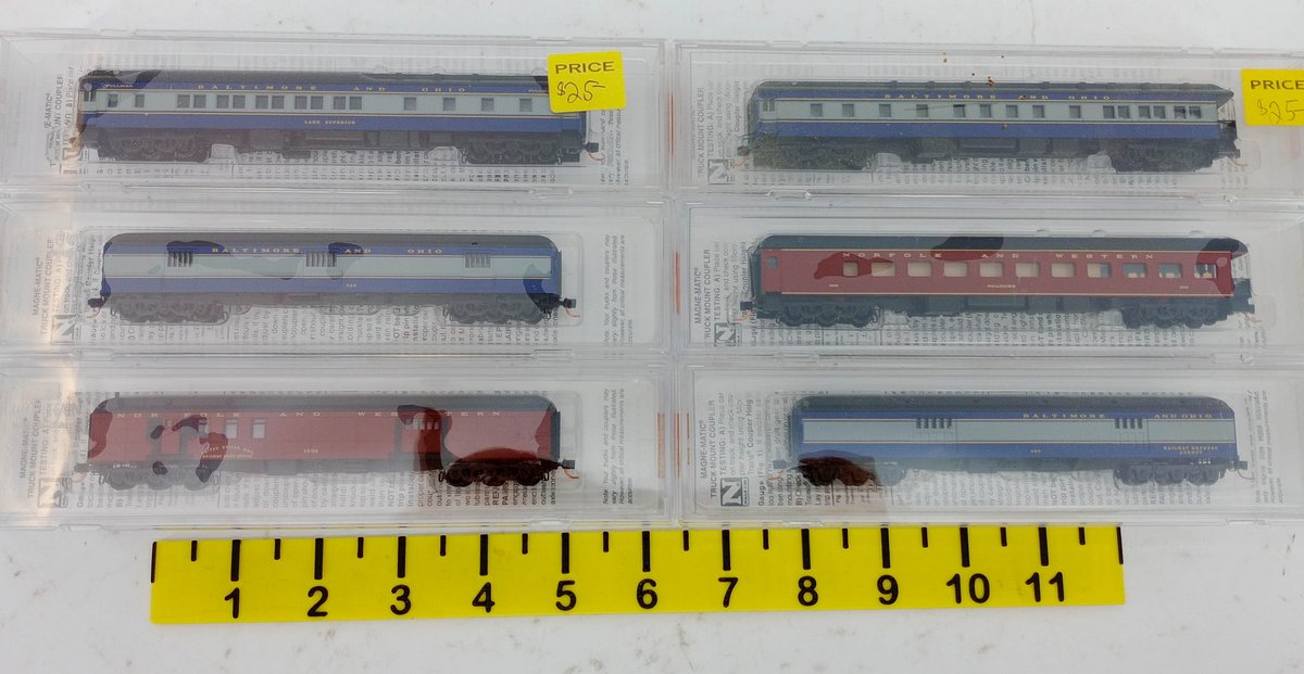 6 MICRO-TRAINS N SCALE B&O & NORFOLK & WESTERN HEAVYWEIGHT PASSENGER CARS, 6 OBS  INV 263331927