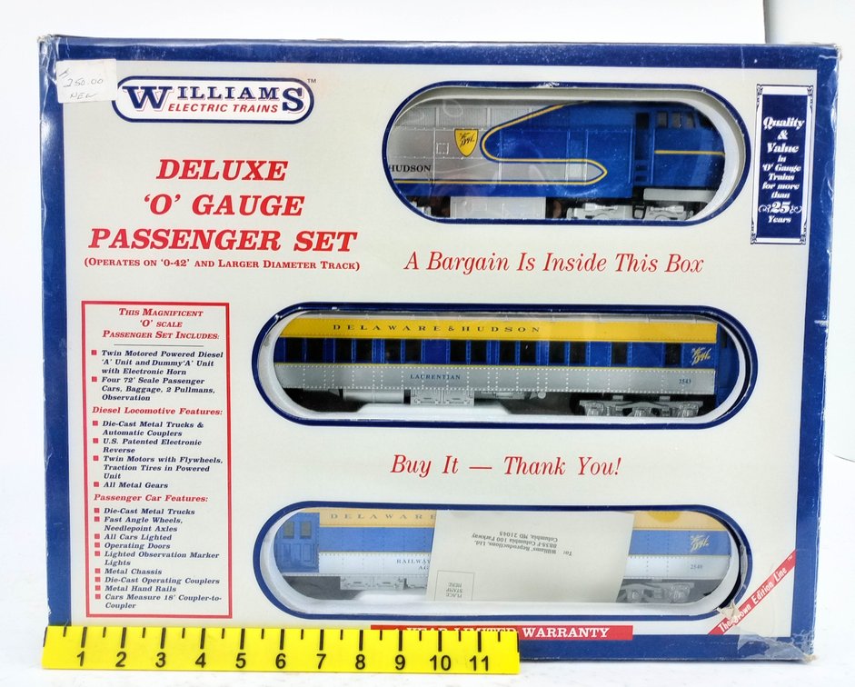 WILLIAMS SN102SM D&H SHARKNOSE A-A DIESEL W/ 4 MADISON PASSENGER CARS O GAUGE SET, OB  INV 263390033