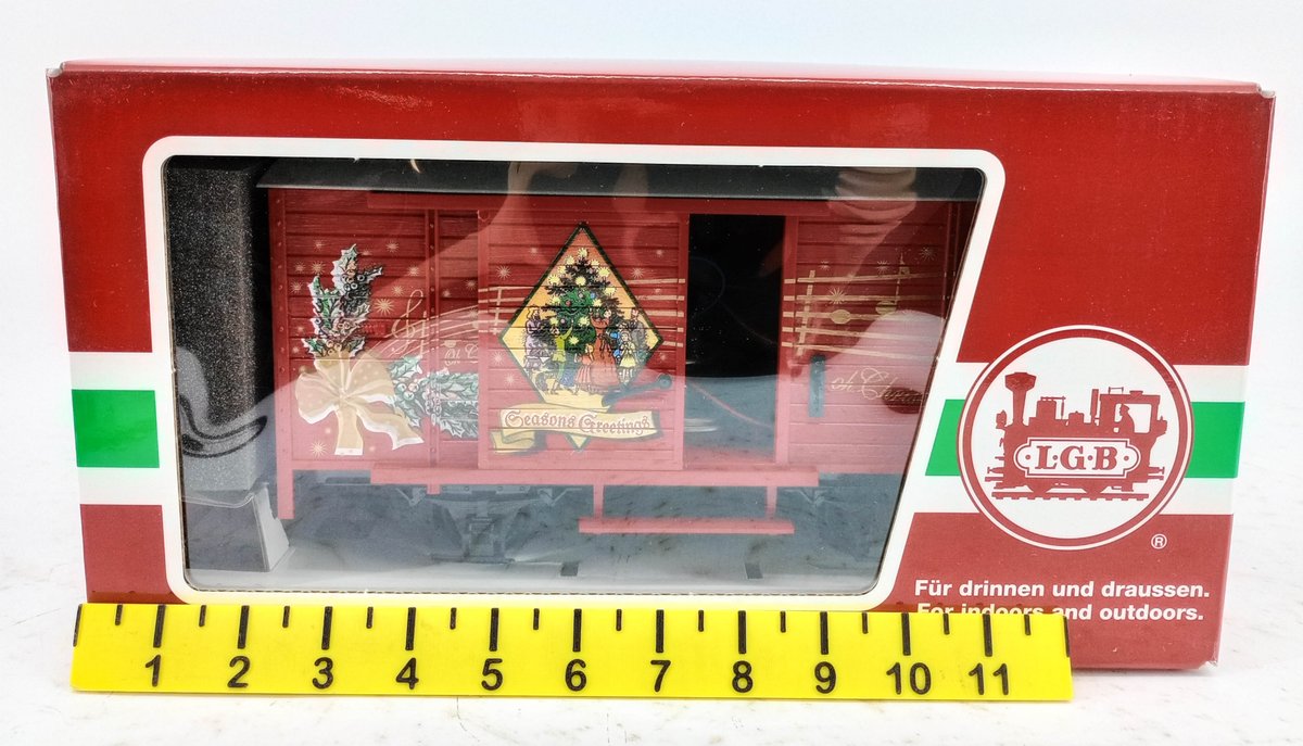 LGB G GAUGE 43353 CHRISTMAS SEASONS GREETINGS BOXCAR W/ SOUND, OB  INV 263390046