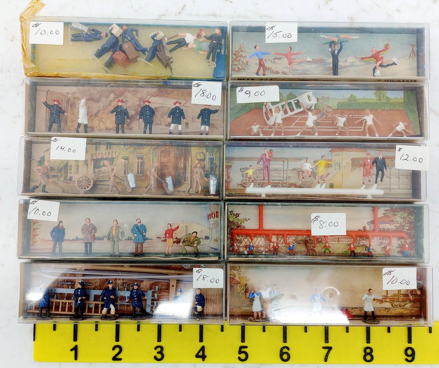 MIXED MERTEN HO GAUGE FIGURE SETS, FIREMEN, SKATERS, TENNIS & MORE, SOME OBS  INV 263390092