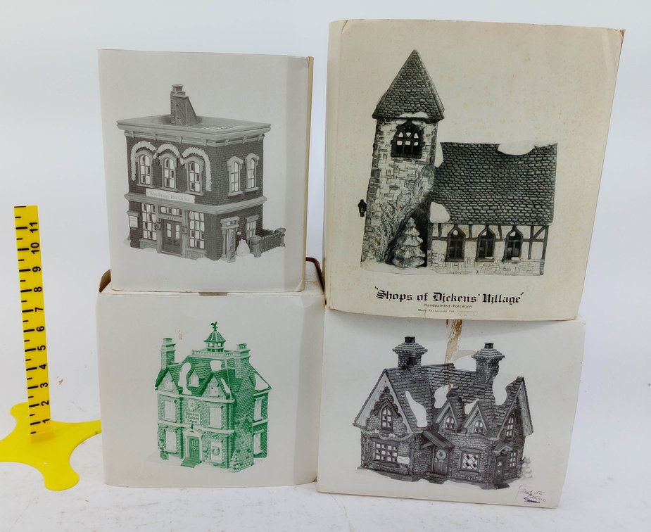 4 DEPARTMENT 56 HERITAGE VILLAGE PORCELAIN BUILDINGS DICKENS & NEW ENGLAND SERIES 4 OB INV 263390145