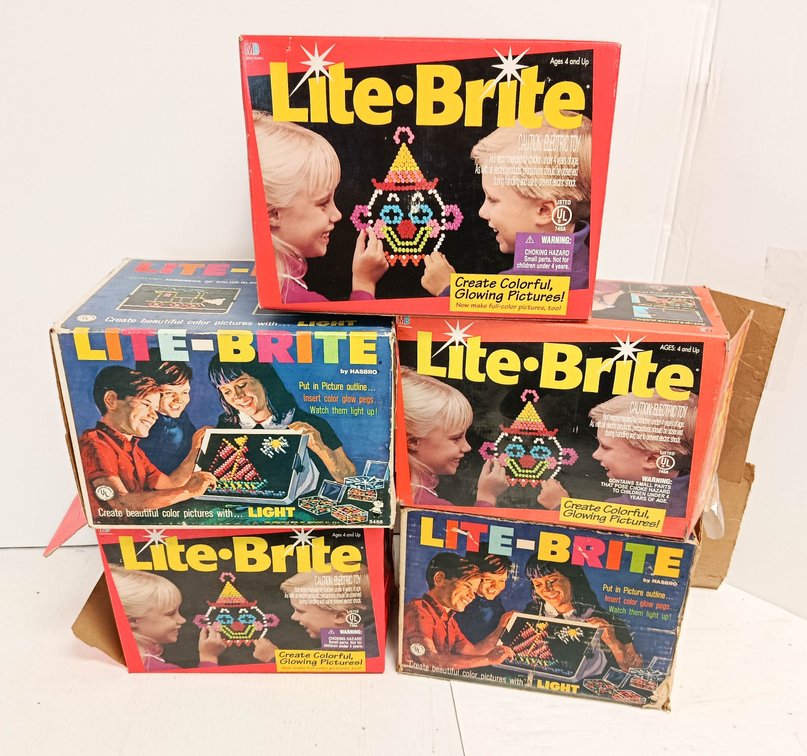 5 LITE-BRITE LIGHT BOARD TOY SETS MILTON BRADLEY & HASBRO 5 OB NNC  INV 260740137