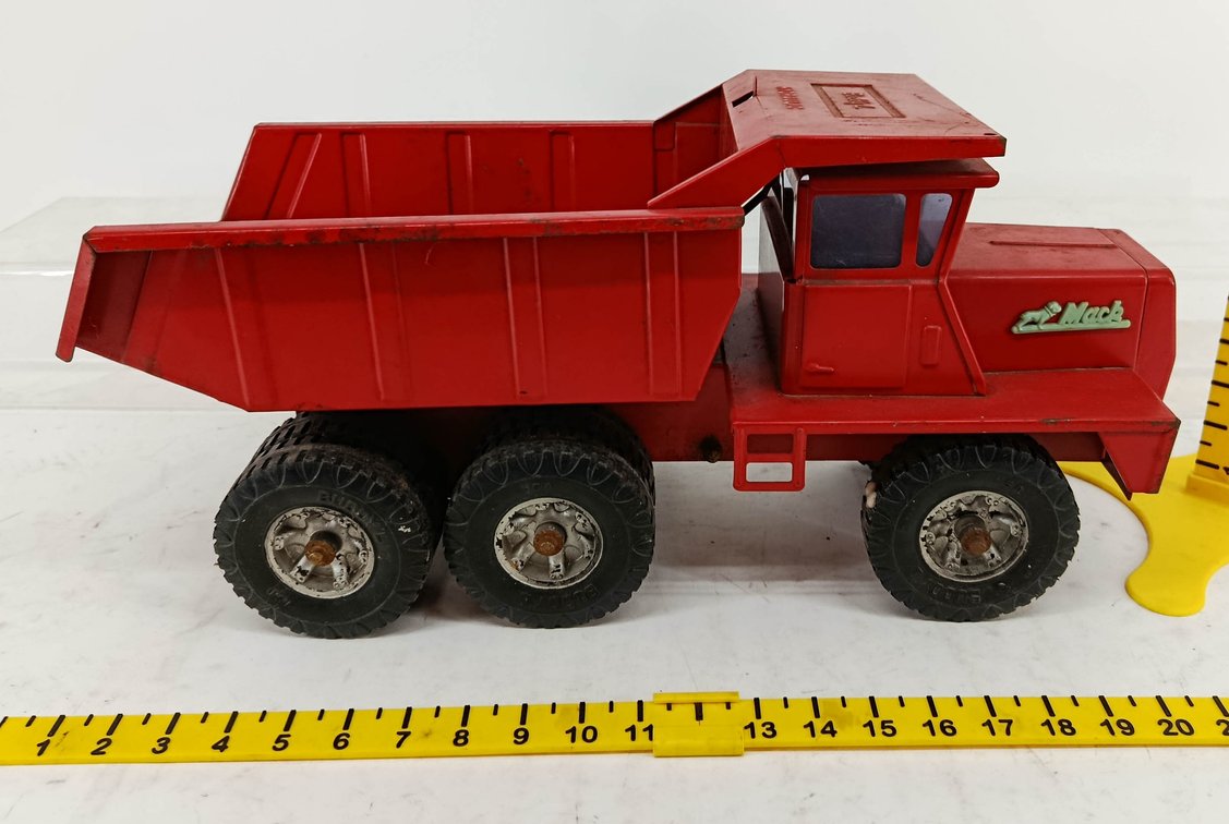 BUDDY L HYDRAULIC MACK PRESSED STEEL DUMP TRUCK RED 6 WHEEL 20IN  INV 260900948
