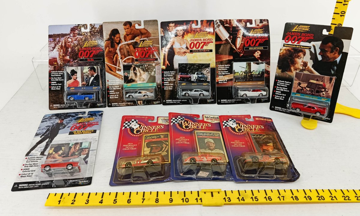 6 JOHNNY LIGHTNING JAMES BOND 007 DIE-CAST CARS & 3 WINNER'S CIRCLE NASCAR DIE-CAST CARS 9 OB  INV 260900954