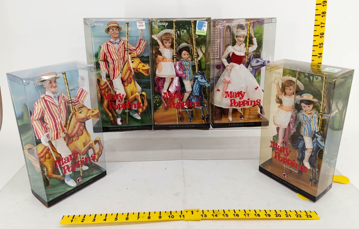 5 BARBIE COLLECTOR PINK LABEL DISNEY MARY POPPINS DOLLS BERT x2 JANE & MICHAEL x2 MARY POPPINS 5 OB  INV 260900956