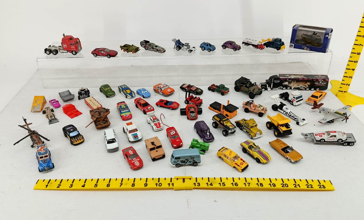 ASSORTED DIE-CAST VEHICLES COCA-COLA SEMI NEWRAY YAMAHA WARRIOR ATV MATCO TOOLS DRAGSTER & OTHER BRANDS 1 OB  INV 260900984