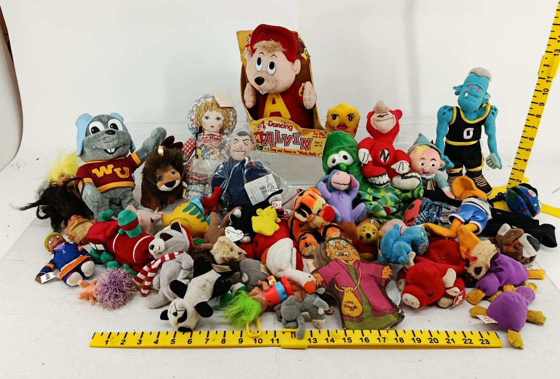ASSORTED PLUSH TOYS & TROLL DANCING ALVIN TY BEANIE BABIES DISNEY WINNIE THE POOH SOME OBS  INV 260901020