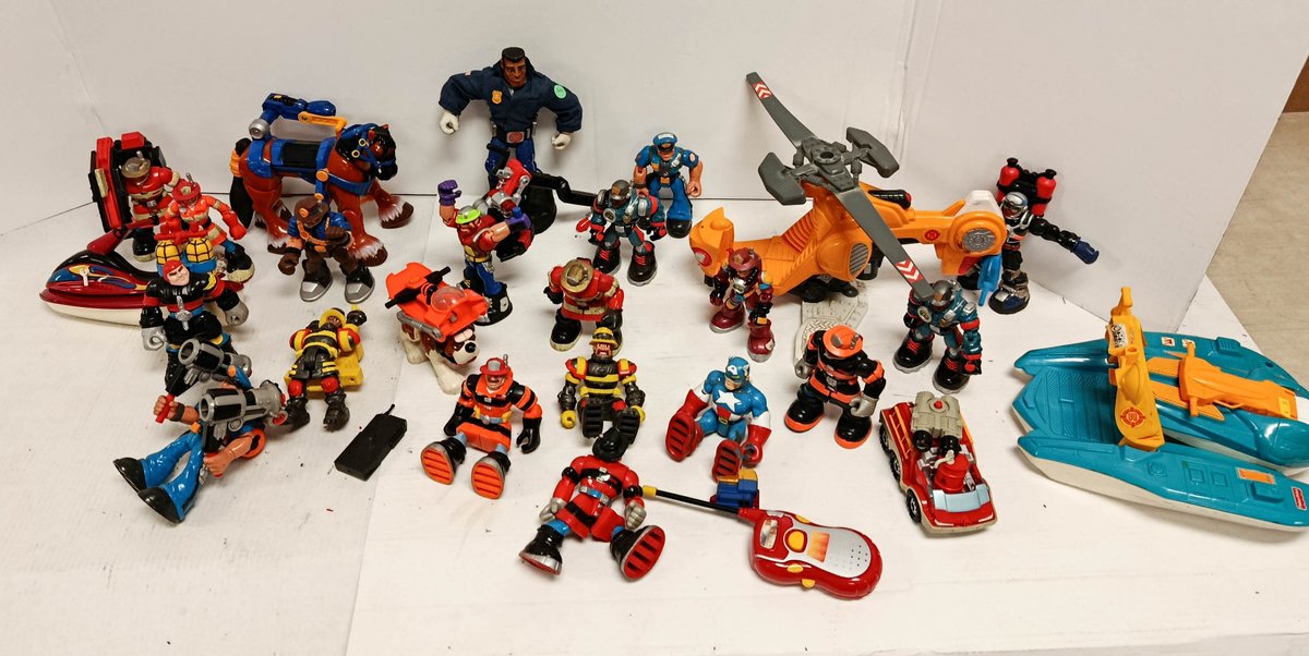 ASSORTED FISHER-PRICE RESCUE HEROES FIGURES HELICOPTER BOAT FIRE TRUCK HORSE & JET SKI  INV 260901025