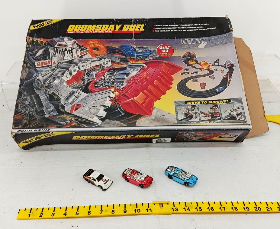 TYCO DOOMSDAY DUEL ELECTRIC RACING SET MATTEL WHEELS 3 SLOT CARS HAVOLINE TEXACO NNC OB  INV 260901027