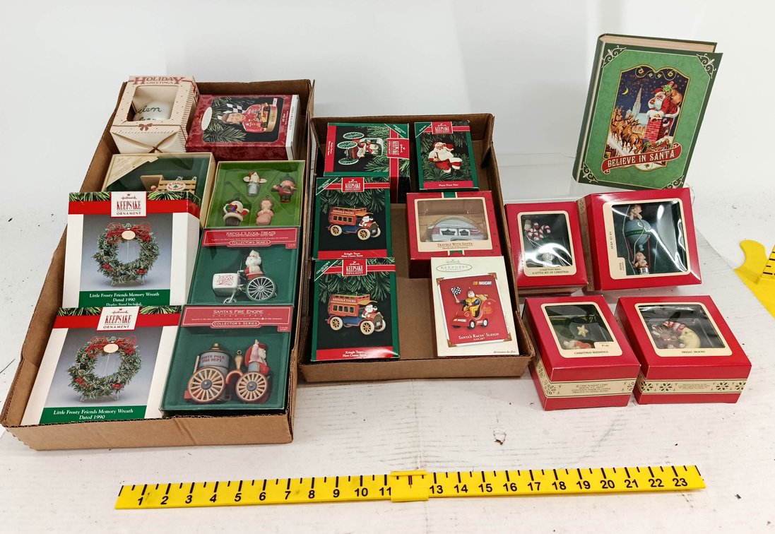 ASSORTED HALLMARK KEEPSAKE & OTHER CHRISTMAS ORNAMENTS KRINGLE TOURS SANTA'S FIRE ENGINE NASCAR & MORE SOME OBS  INV 260901079