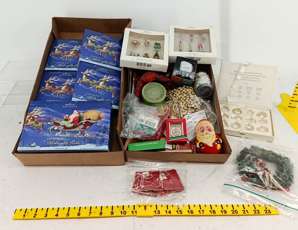 ASSORTED HALLMARK KEEPSAKE ORNAMENTS SANTA'S MIDNIGHT RIDE GREEN THUMB GARDENING COOKIE SEASON & MORE SOME OBS  INV 260901083