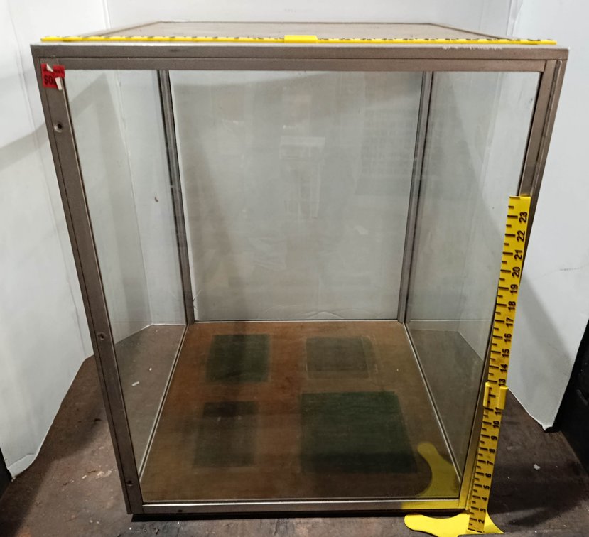 **NO SHIPPING** GLASS & METAL FRAME DISPLAY CASE APPROX 24" X 24" X 30" H  INV 260901184