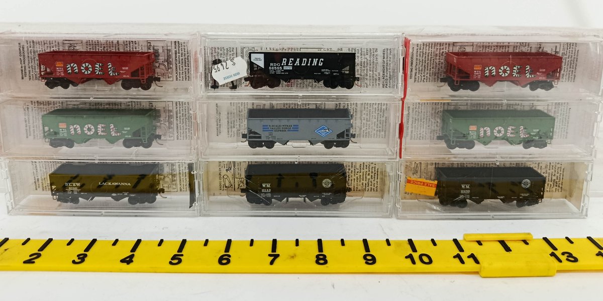 9 MICRO-TRAINS N SCALE HOPPERS NOEL READING LACKAWANNA WM, 9 OBS  INV 262250039