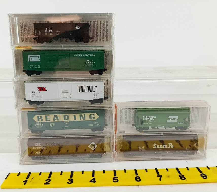 7 MICRO-TRAINS N SCALE CONRAIL MERGER & BNSF FREIGHT CARS, 7 OBS  INV 262250069