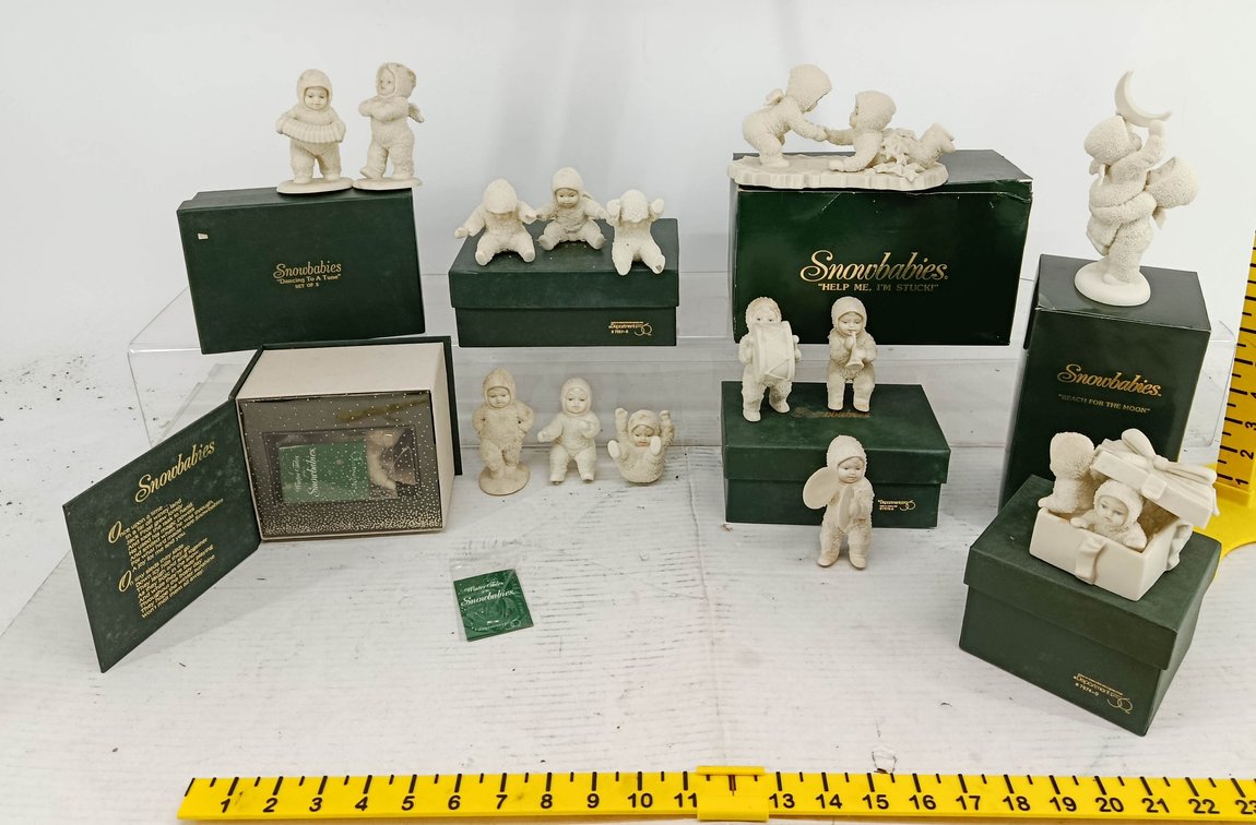 ASSORTED DEPARTMENT 56 SNOWBABIES PORCELAIN FIGURINES HELP ME I'M STUCK REACH FOR THE MOON DANCING TO A TUNE SOME OBS  INV 260901134
