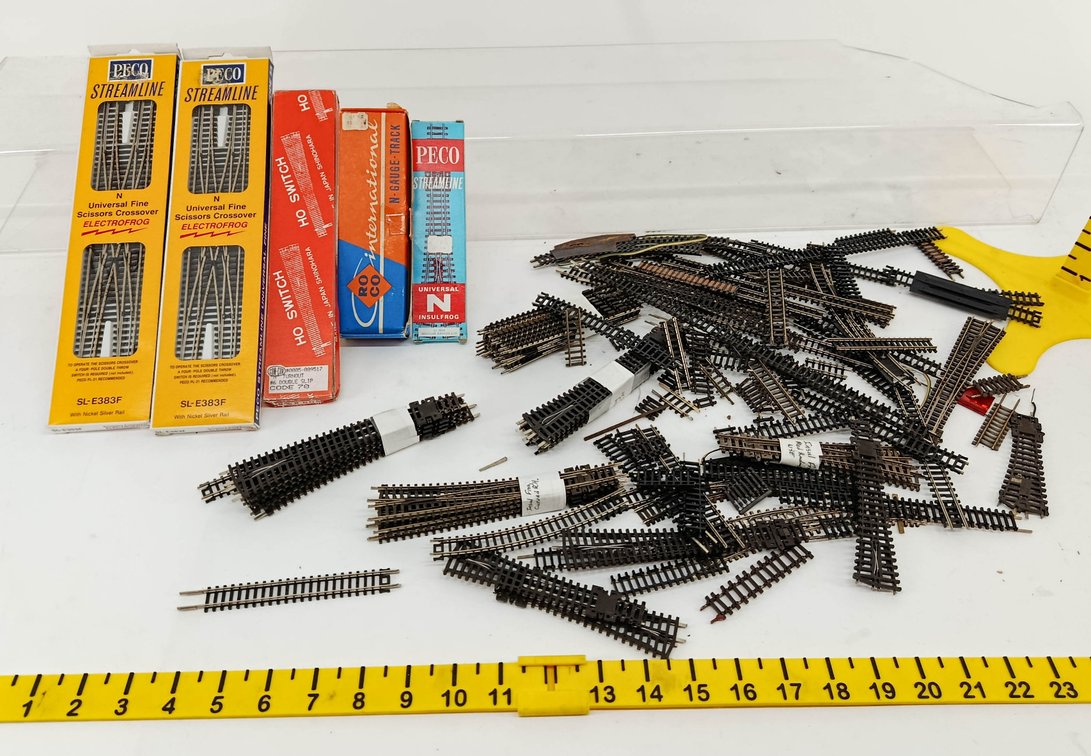 ASSORTED PECO ROCO N GAUGE TRACK & TURNOUTS SOME OBS, 5 OBS  INV 262250089