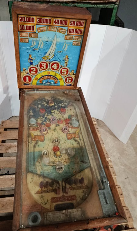 WOOD CASED SAILING THEME SELECTION PINBALL MACHINE WITH BACKGLASS & NAUTICAL PLAYFIELD ART  INV 260901146