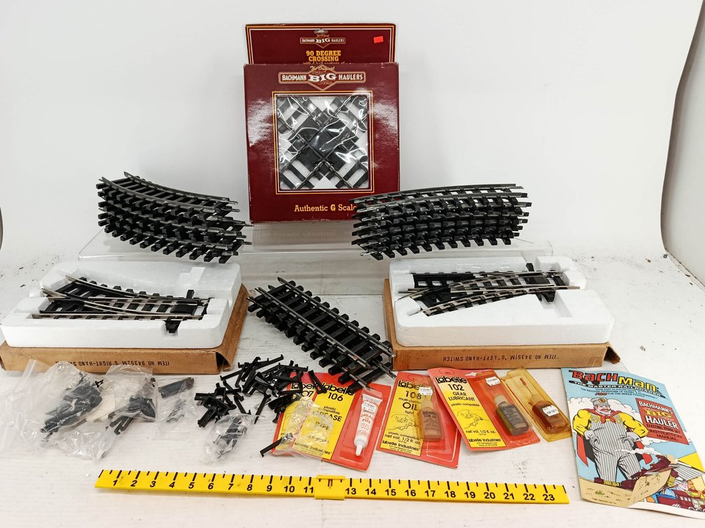 BACHMANN BIG HAULERS G SCALE TRACK, SWITCHES & 90 DEGREE CROSSING W/ LABELLE LUBRICANTS  INV 260901153