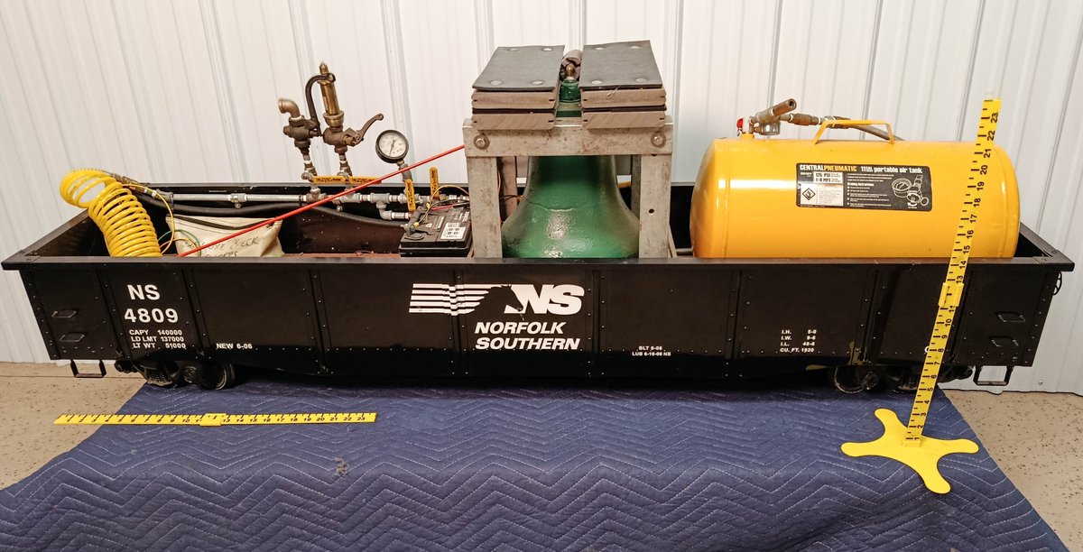 7.5" GAUGE, 1.5" SCALE NORFOLK SOUTHERN GONDOLA CAR W/ AIRTANK, BELL, BRASS WHISTLE AND BATTERY W/ SWITCHES INV 262960002