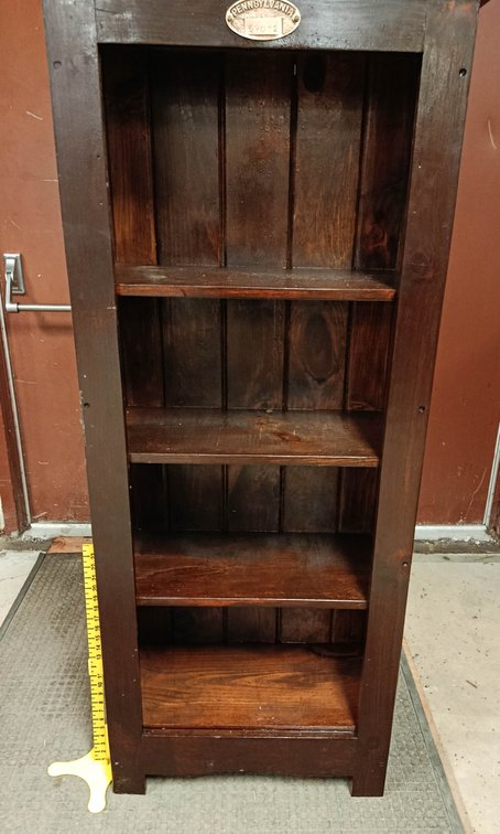 61" X 24" STAINED DRY STORAGE CABINET W/ PRR 59032 BRASS TAG INV 262960017