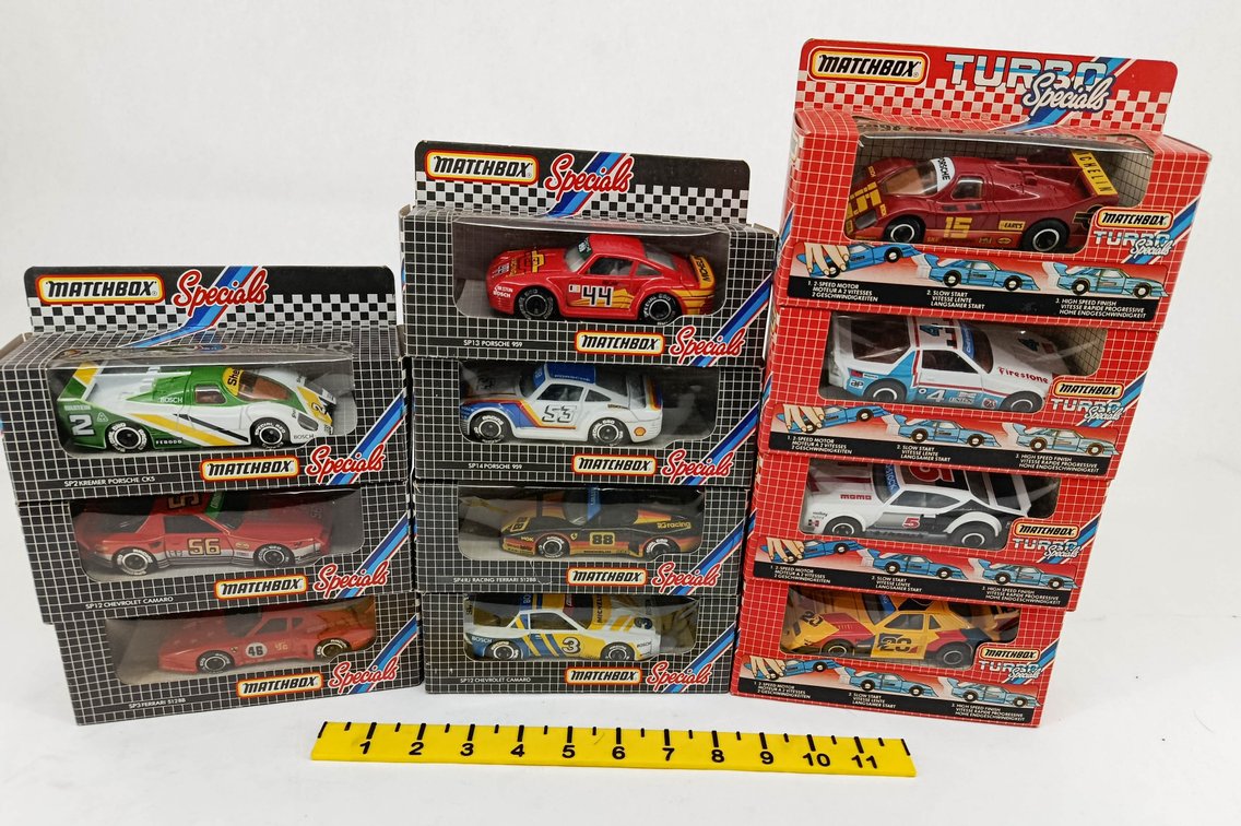 11 MATCHBOX SPECIALS & TURBO SPECIALS DIE-CAST RACE CARS PORSCHE FERRARI CAMARO ALL OB  INV 263400002