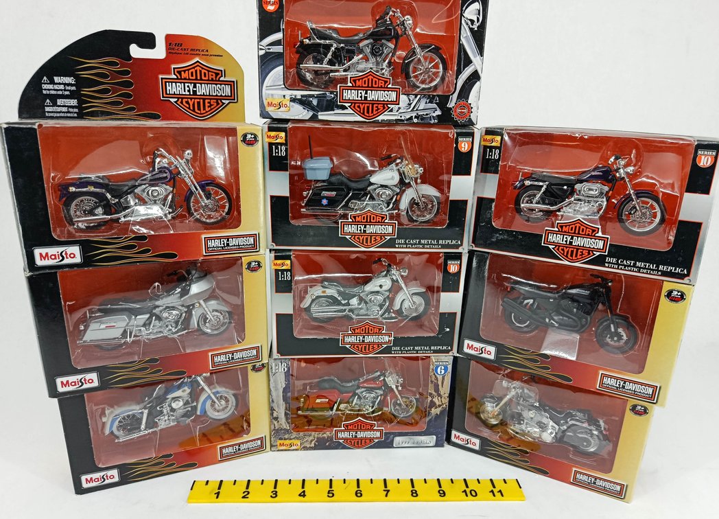 10 MAISTO 1:18 HARLEY-DAVIDSON DIE-CAST MOTORCYCLES SERIES 2 6 9 10 ALL OB  INV 263400003