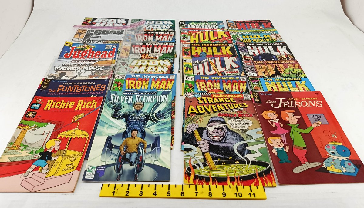 ASSORTED COMICS IRON MAN INCREDIBLE HULK GREEN LANTERN STRANGE ADVENTURES JETSONS FLINTSTONES JUGHEAD & MORE  INV 263400048