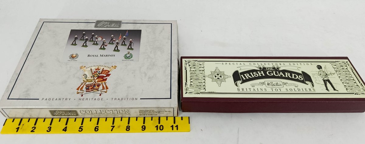 2 W. BRITAIN TOY SOLDIER SETS ROYAL MARINES 8 IRISH GUARDS 8805 METAL FIGURES 2 OB  INV 263400056