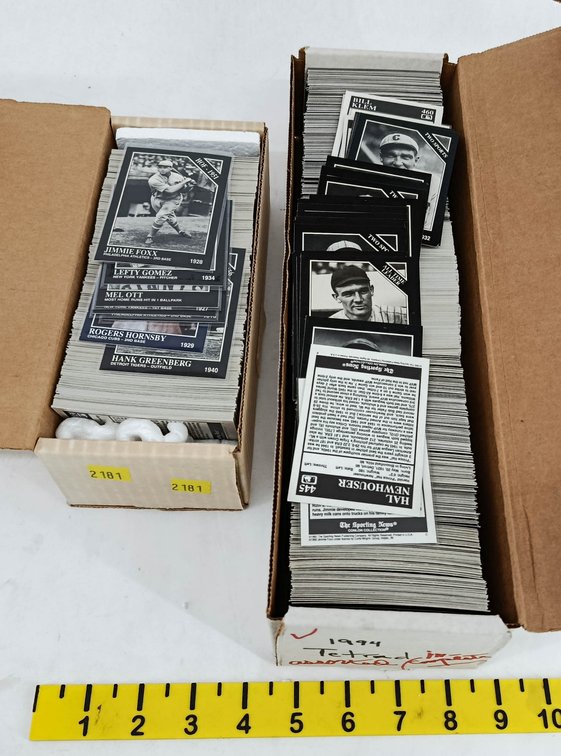 2 BOXES OF 1992 THE SPORTING NEWS CONLON COLLECTION BLACK & WHITE BASEBALL CARDS FOXX GOMEZ OTT HORNSBY GREENBERG 2 OB  INV 263400078