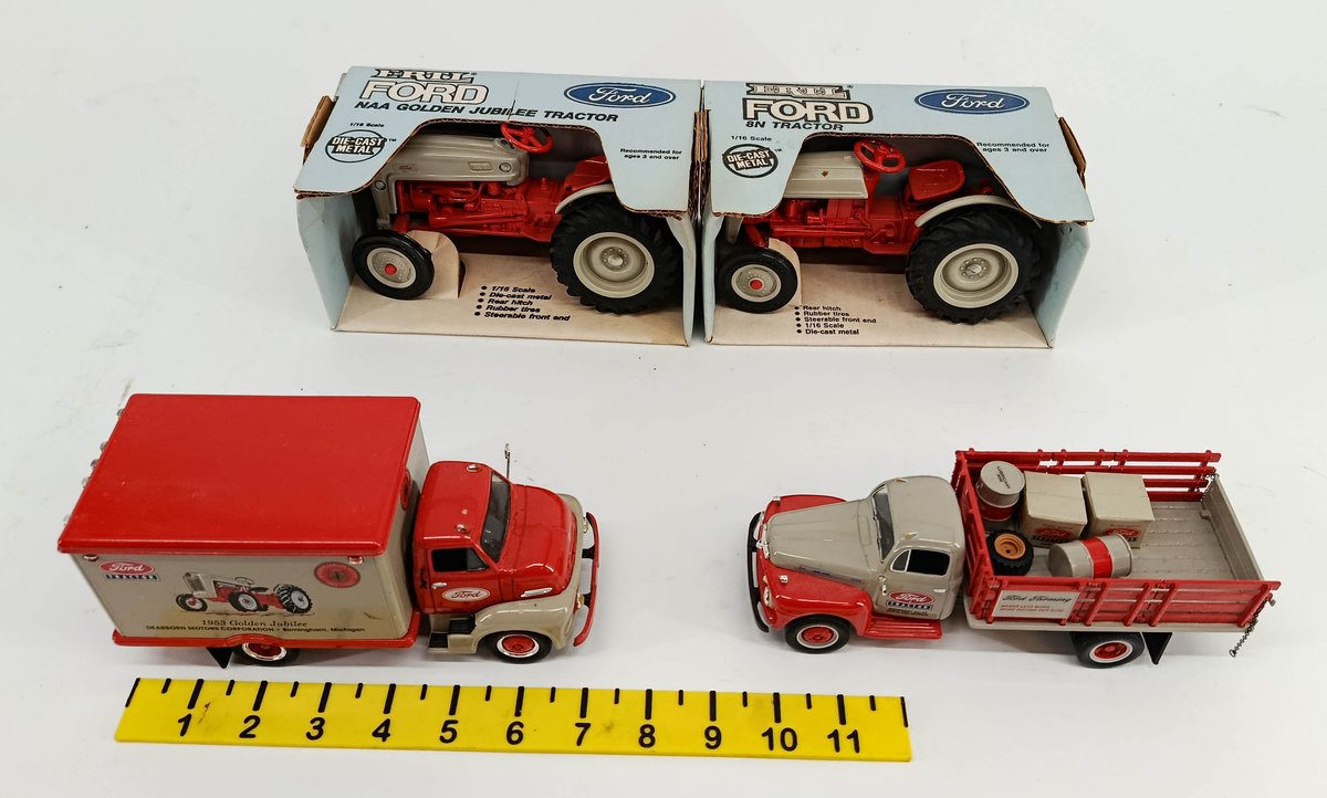 2 ERTL FORD TRACTORS NAA GOLDEN JUBILEE & 8N 1/16 SCALE & 2 FORD TRACTOR DIE-CAST TRUCKS 2 OB  INV 263400087