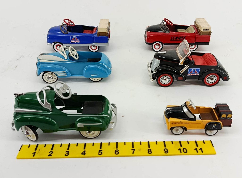 6 DIE-CAST PEDAL CAR REPLICAS BIG A AUTO PARTS LENNOX & K-LINE ELECTRIC TRAINS  INV 263400096