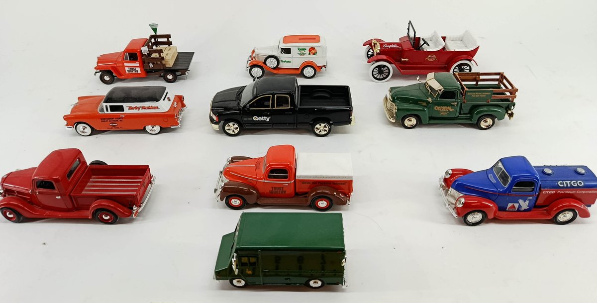 10 DIE-CAST PROMOTIONAL TRUCKS & VEHICLES CITGO CAMPBELL'S TROPICANA HARLEY-DAVIDSON GETTY FARM & COUNTRY  INV 263400099