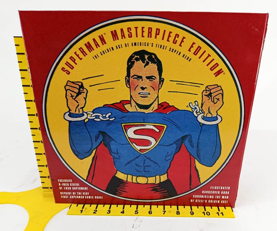 SUPERMAN MASTERPIECE EDITION CHRONICLE BOOKS 1999 SET 8IN STATUE, REPRINT COMIC & HARDCOVER BOOK OB  INV 263400106