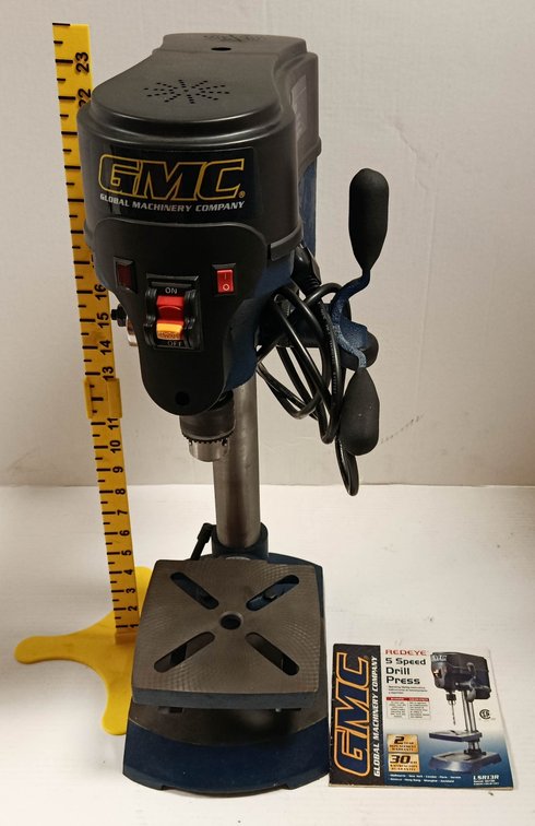 GMC REDEYE 5 SPEED BENCHTOP DRILL PRESS LSR13R WITH LASER LINE GENERATOR TILTING TABLE & MANUAL  INV 263400111
