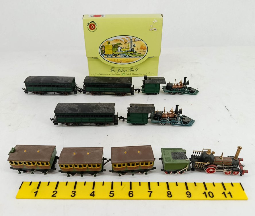 BACHMANN THE JOHN BULL HO SCALE LOCOMOTIVE & TENDER WITH 5 CARS, OB  INV 263400122