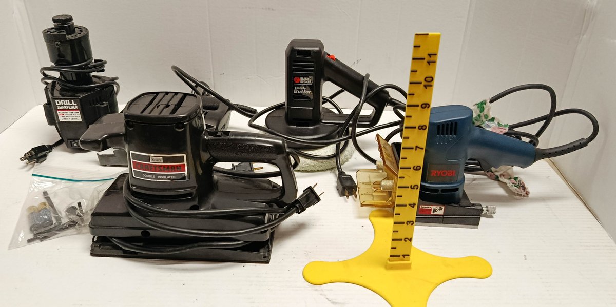 5 POWER TOOLS CRAFTSMAN SANDER BLACK & DECKER HANDY BUFFER RYOBI SKIL 4235 JIG SAW & DRILL SHARPENER  INV 263400134