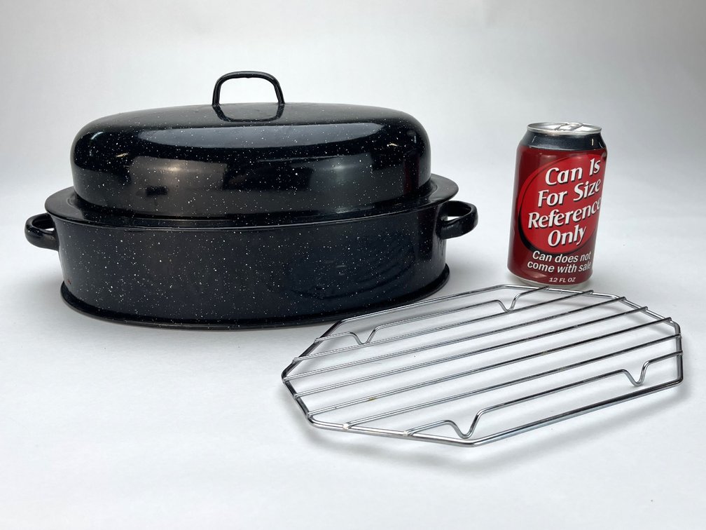 Small Blue Granite Savory, Jr. 12" Roaster - 12-1/2" x 8-1/2"