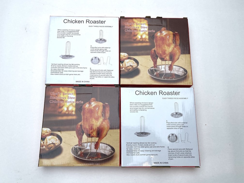 Four NIB Stainless Steel Chicken Roasting Racks