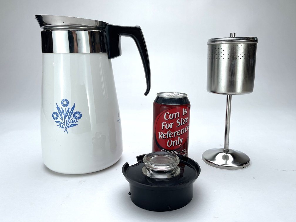 CORNINGWARE Blue Cornflower 9-Cup Stovetop Percolator - COMPLETE