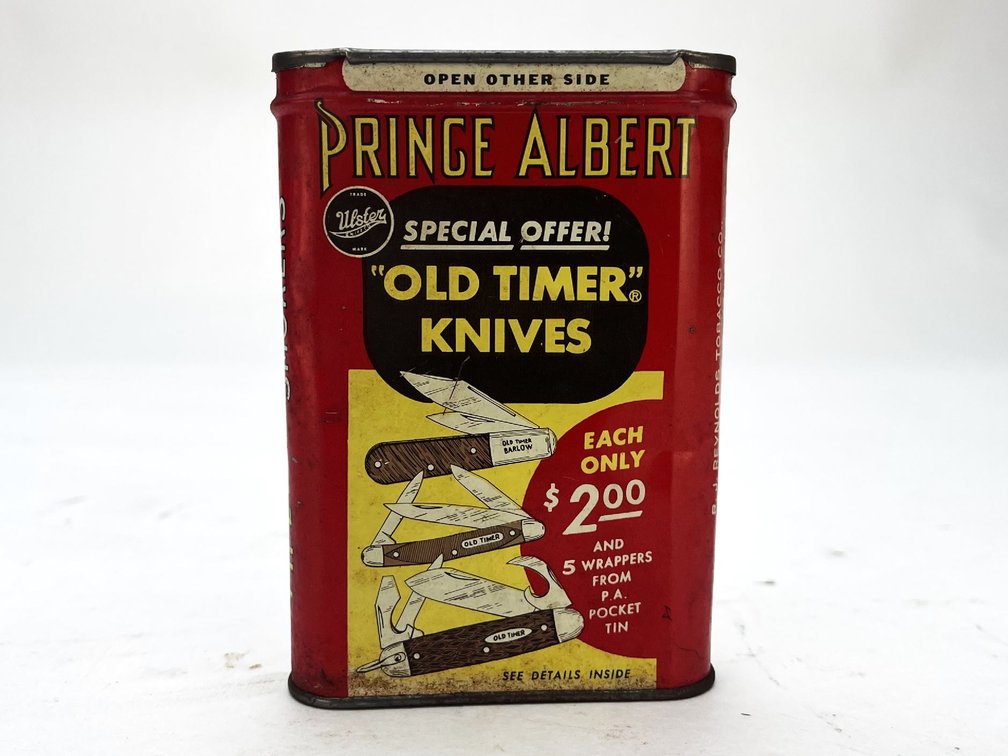 Prince Albert Tobacco Tin with Old Timer Knife Ad - 1-1/4 oz.