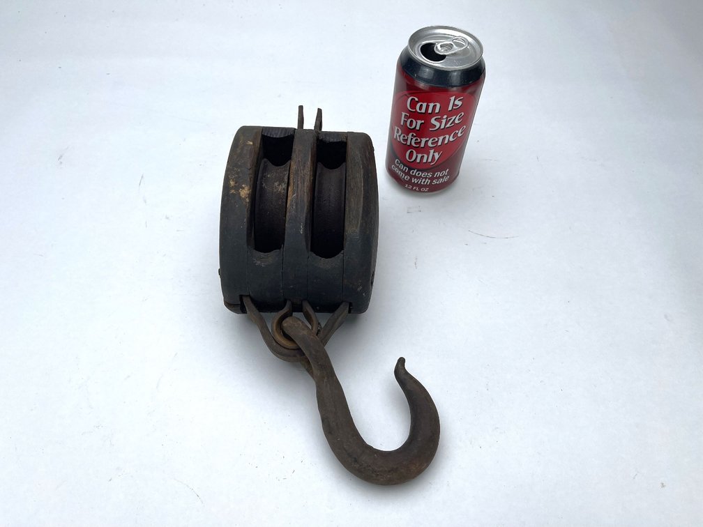 Vintage Wood and Iron Double Pulley