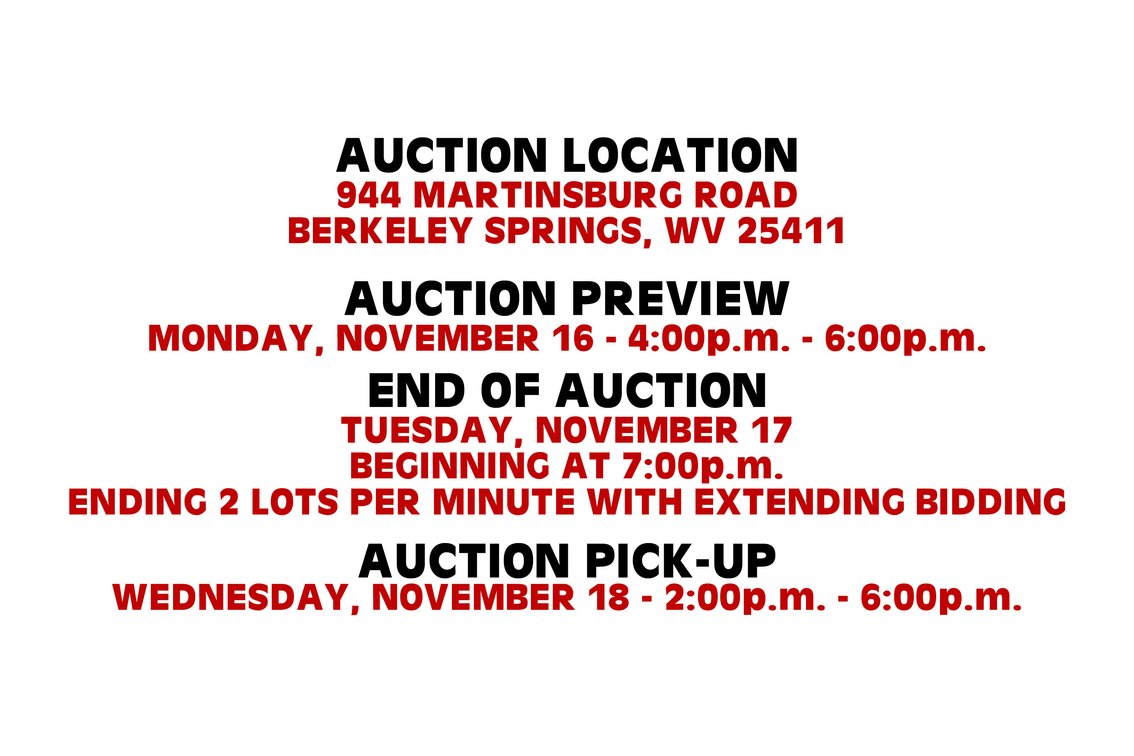 AUCTION INFO - PREVIEW, END-OF-AUCTION, and PICK-UP