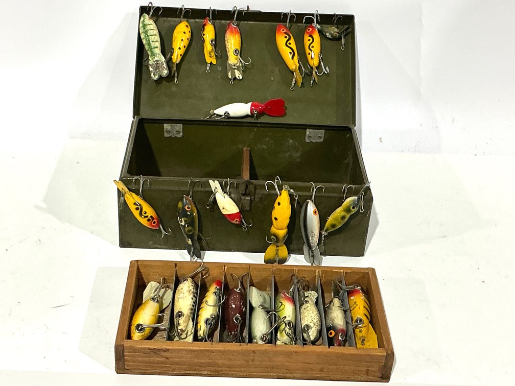 Vintage Fishing Lures And Tackle Boxes