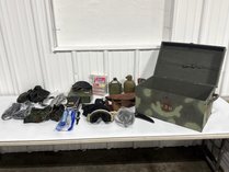 Military Wooden Footlocker And Tactical Gear