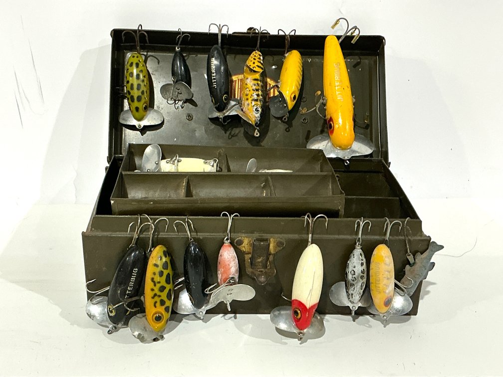 Fred Arbogast Jitterbug Lures And Tackle Box