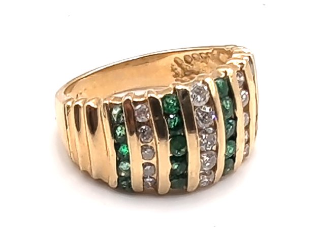 Image for 14K Gold Diamond/Emerald Ring